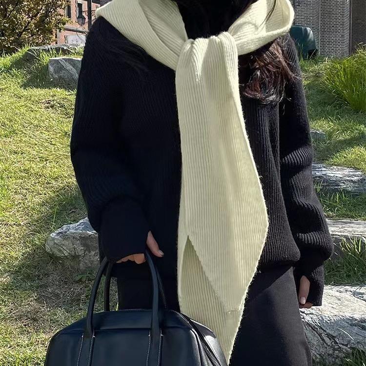 

Повседневная шапка шарф манишка интегрированная шаль ложный воротник студенческая корейская осенне-зимняя теплая One Size белый