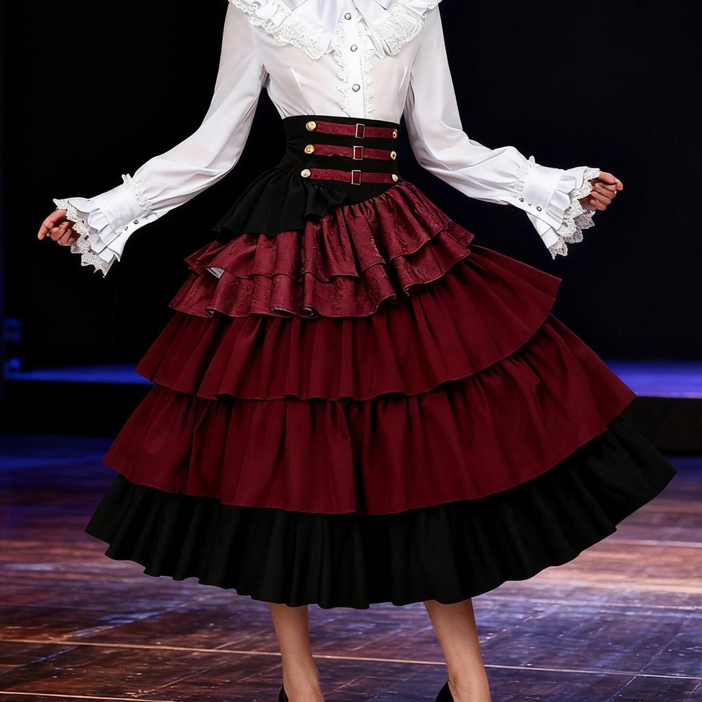 Women's Steampunk Gothic Skirt Halloween Pirate Costume for Christmas Role Play