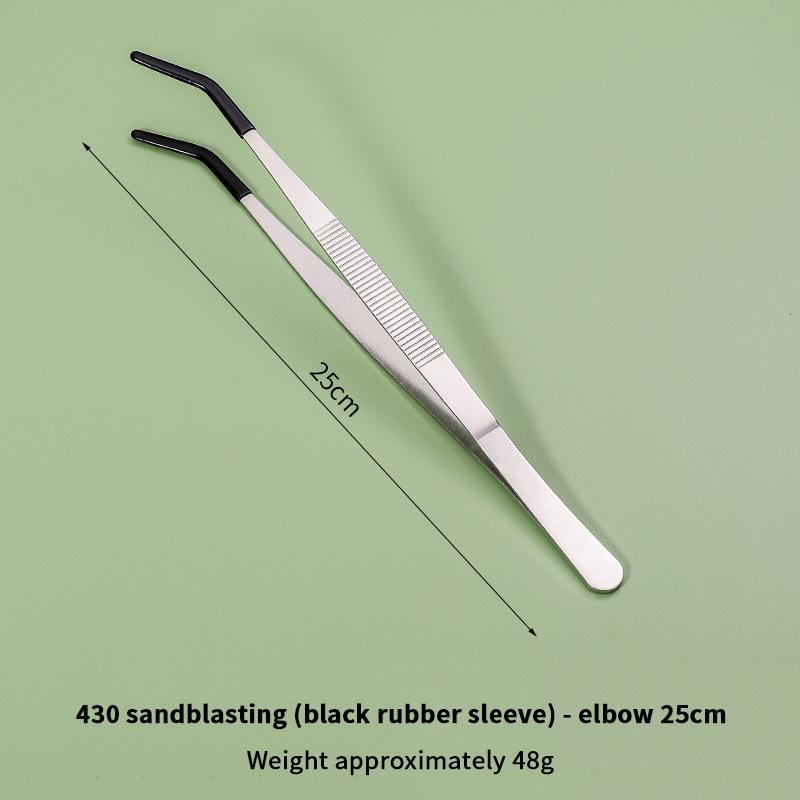Pet Feeding Accessories: Straight and Curved Stainless Steel Tweezers with Rubber Tips for Aquarium Reptiles