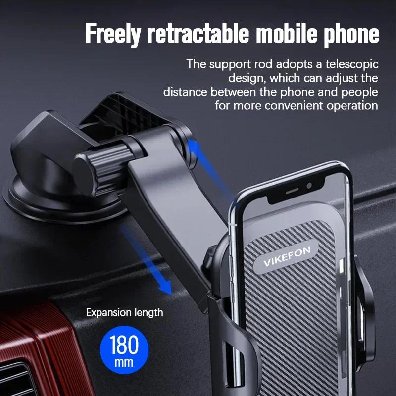 VIKEFON Sucker Car Phone Holder Mount Stand Suction Cup Smartphone Mobile Cell Support in Car Bracket For iPhone Xiaomi Samsung