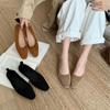 2025 New Round Head Suede Flat Bottom Shallow Mouth Versatile Commuter Work OL Foot Mary Jane Women's Single Shoes