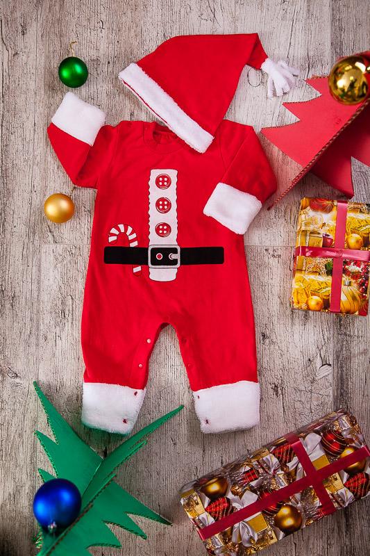Newborn Boys’ Santa Costume – Warm Cotton Onesie with Hat, Winter, 9540-023-33 HC