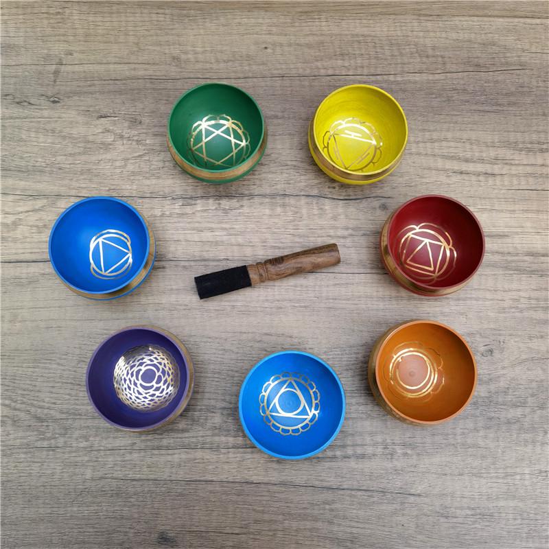Seven-Color Handmade Singing Bowl for Meditation and Yoga – Nepalese Bronze Chime Bowl