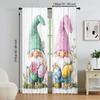 2 Stück Oster-Ei Wichtel Kaninchen Bedruckter Fenstervorhang Für Schlafzimmer Büro Küche Wohnzimmer Und Arbeitszimmer Stangendurchzug Fenster