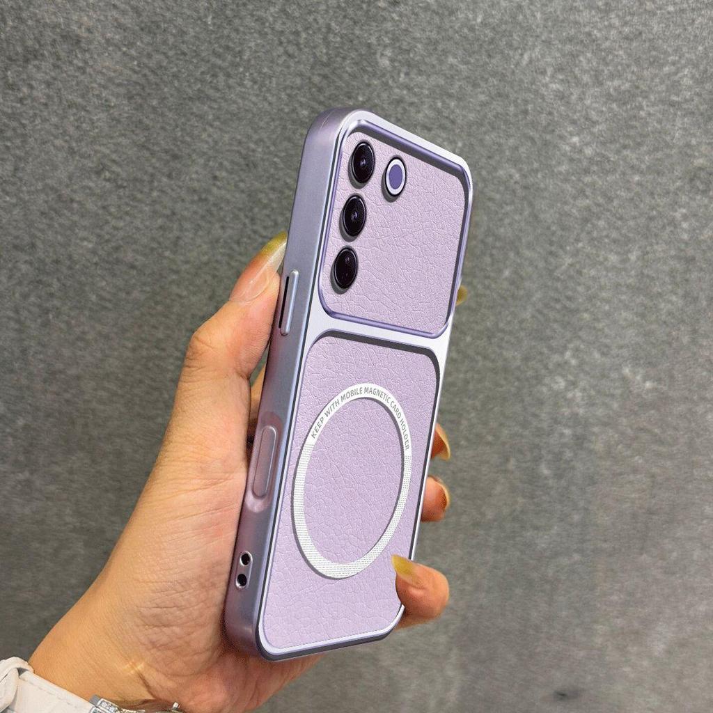 Upgraded Big Lens Protection Case for Vivo V27e,V27 Pro Luxury Leather Casing with Magnetic Ring
