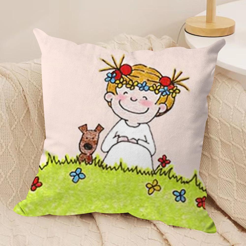 C-Coco and Wondrous Gang Cushion Cover Silky Short Plush Double-Sided Printed Pillow Case for Sofa All Seasons Home Decor Gift