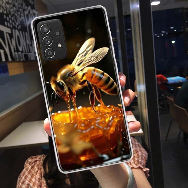 Bees and Honey in the Honeycomb Phone Case for Samsung A54 A57 A37 A17 A14 A15 A12 A24 A34 A55 A35 A25 A52S A07 A05S A04S A22 A3