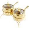 Stainless Steel Sugar Bowl Set with Clear Glass Lid Bracket Rustproof Seasoning Box Reusable Smooth Condiment Pots for Salt