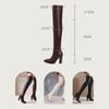 Sexy vysoké kozačky na stehna Ženy Podzim Zima Elastické Kožené Kozačky nad kolena Hnědé Černé Vysoké podpatky Fetišské dlouhé boty Nadměrná velikost