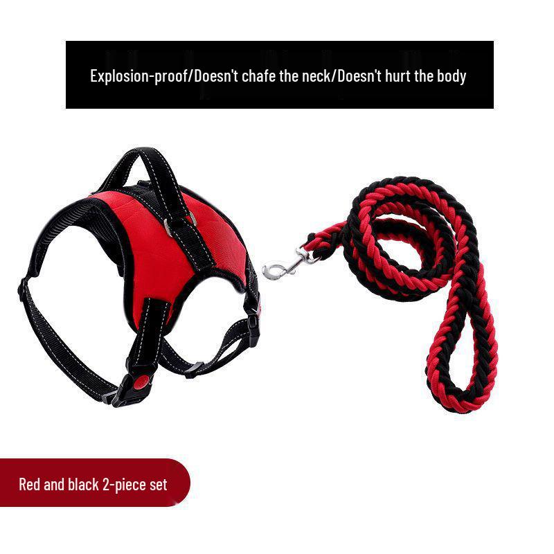 Golden Retriever & Labrador Medium-Large Dog Harness-Leash with Thick, Eight-Strand, Explosion-Proof Rope