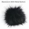 1PC DIY Women Large Faux Raccoon Fur Pom Pom Ball with Press Button For Knitting Hat