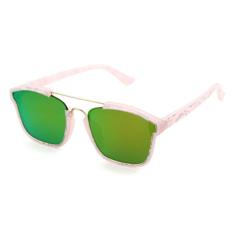 Fashion Pilot Flat Top Sunglasses Men Vintage Square Film Mirror Blue Lens UV400 Protection Stylish Eyewear