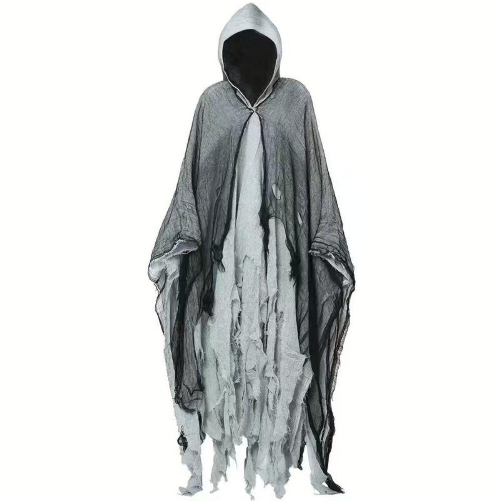 Creative Gift with Oversized Hood Halloween Hooded Cloak Vintage Black Color Overcoats Cosplay Costume