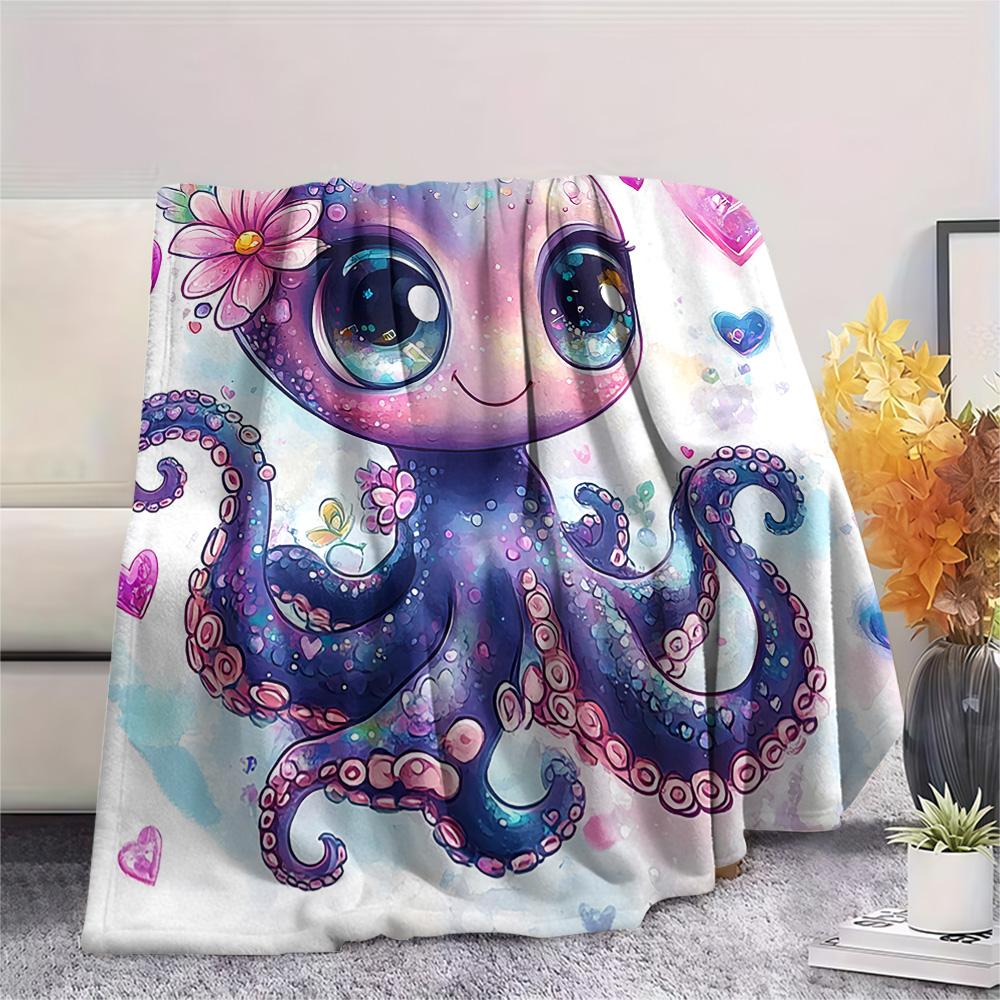 Octopus Print Flannel Blanket, High quality Comfortable for All Seasons, Home Decor, Warmth and Comfort, Perfect for Christmas Gifts