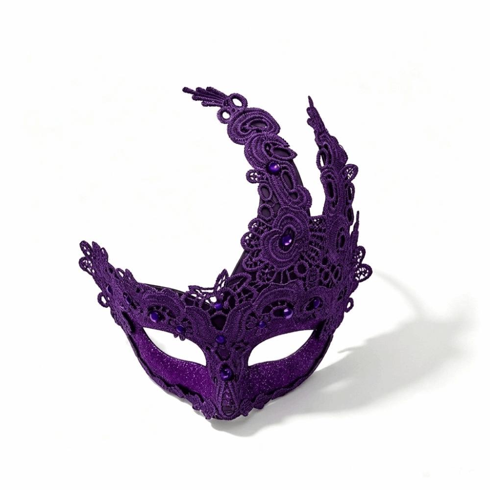 Floral Design Half Face Mask Retro Style Eye Mask Creative Halloween Cosplay Mask Carnival Party фиолетовый