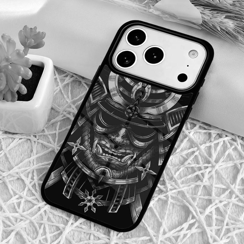 Samurai Japanese Warrior Mask Helmet Shockproof Phone Case for iPhone 17 Air 16e 15 11 12 14 13 Pro Max Cover Coque