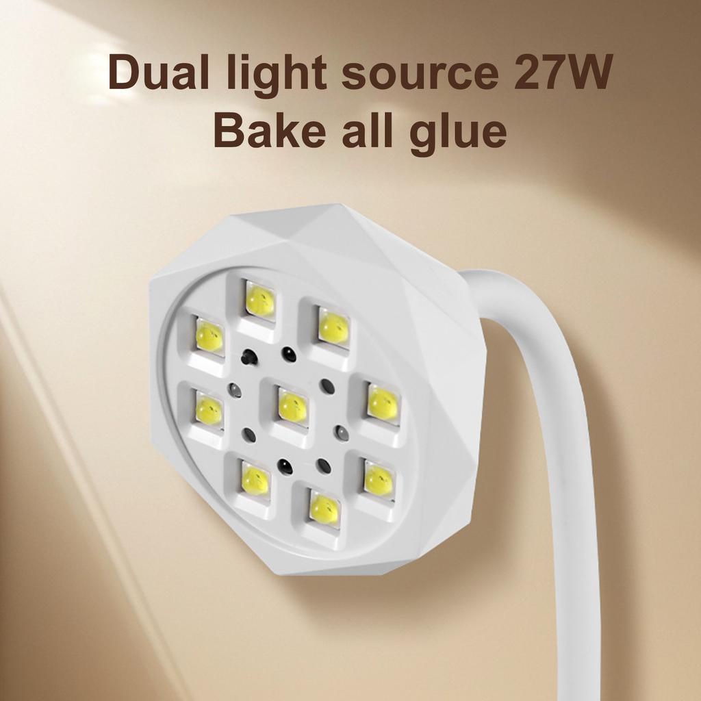 27W Smart Sensor Nail Lamp with USB Plug, 9 LED Beads, 45sCelsius90s Timer, Auto Sensing, Flexible Gooseneck for Gel Nail Curing, Fast Drying for Gel