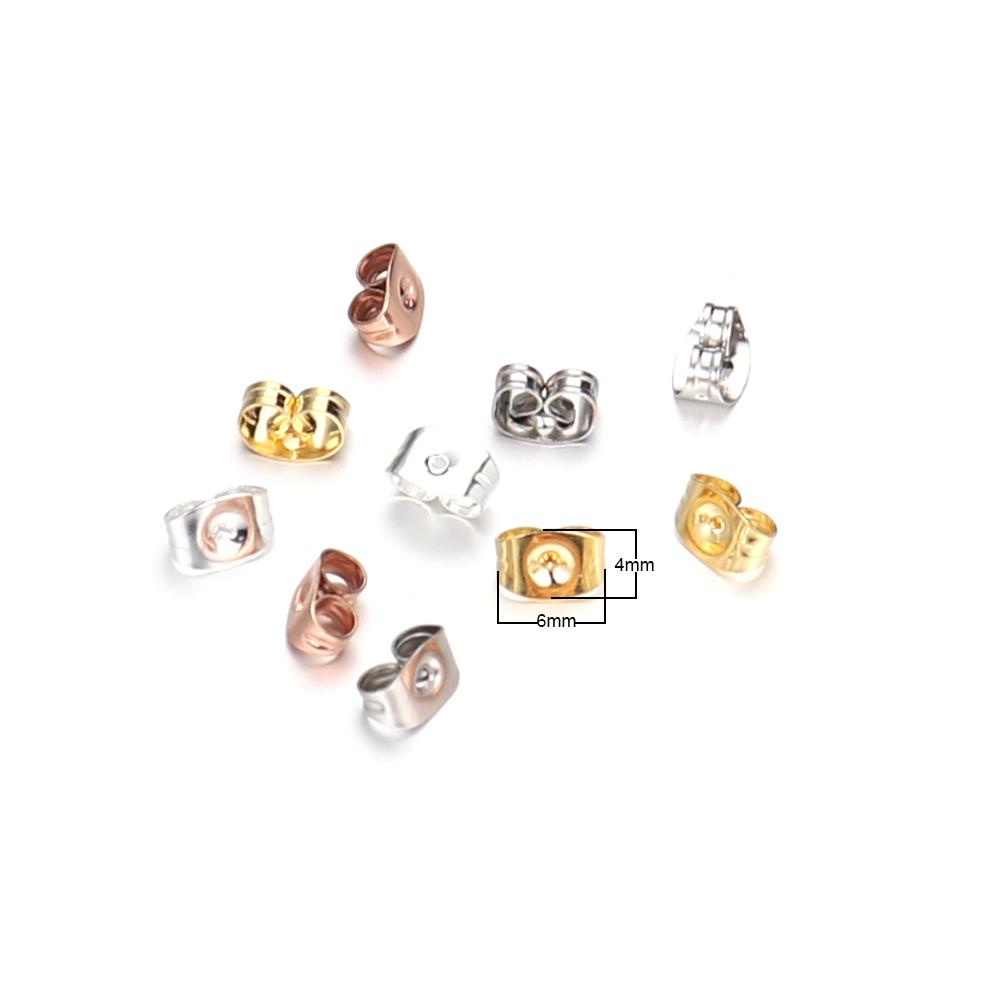 Semitree 100Pcs Stainless Steel Rose Gold Earring Back Earrings Stopper DIY Earring Findings for Handmade Crafts Jewelry Making
