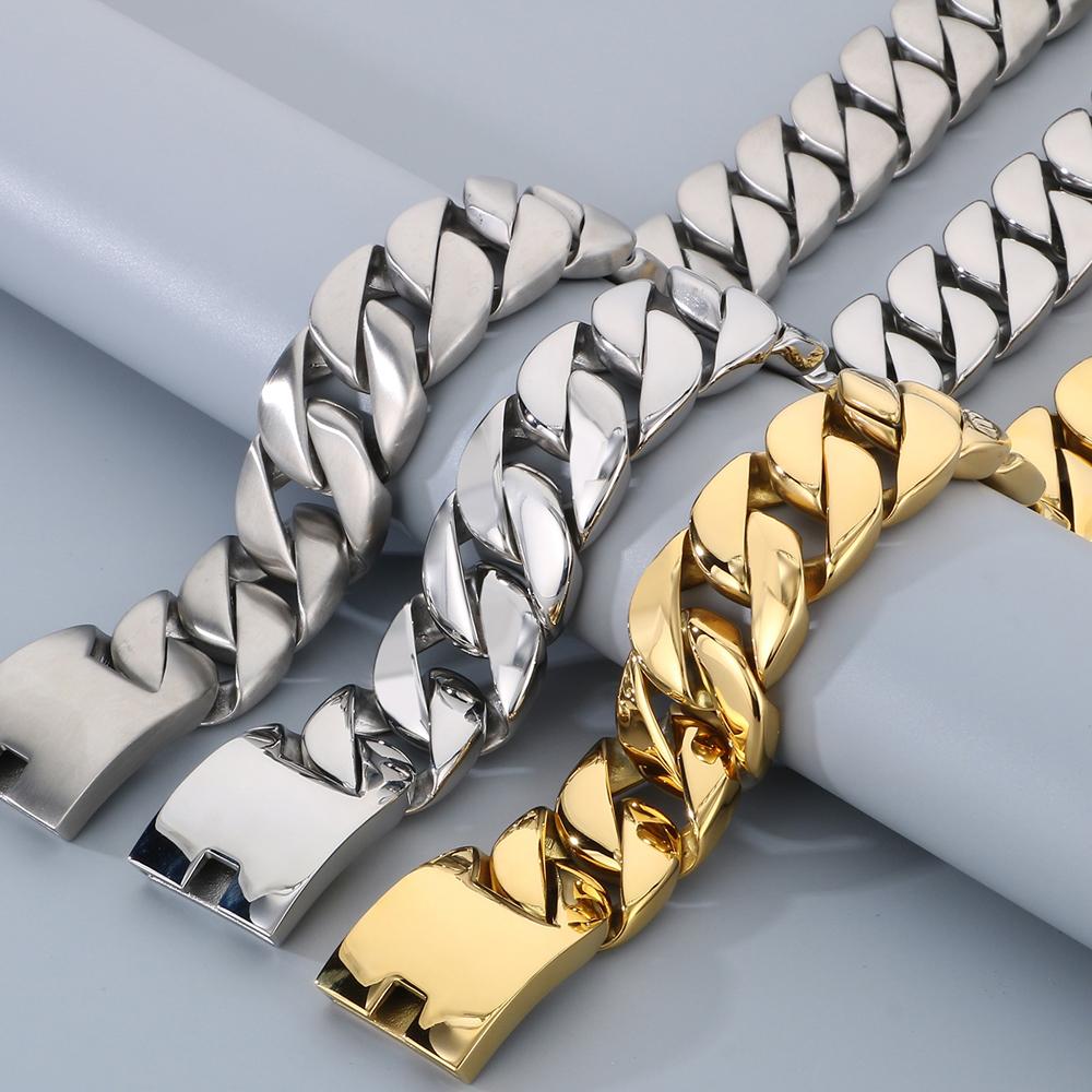 50/60/70CM 31MM Big Cuban Chain Necklace For Men Heavy Gold Color Matte Stainless Steel Choker Necklaces Jewellery Accessories