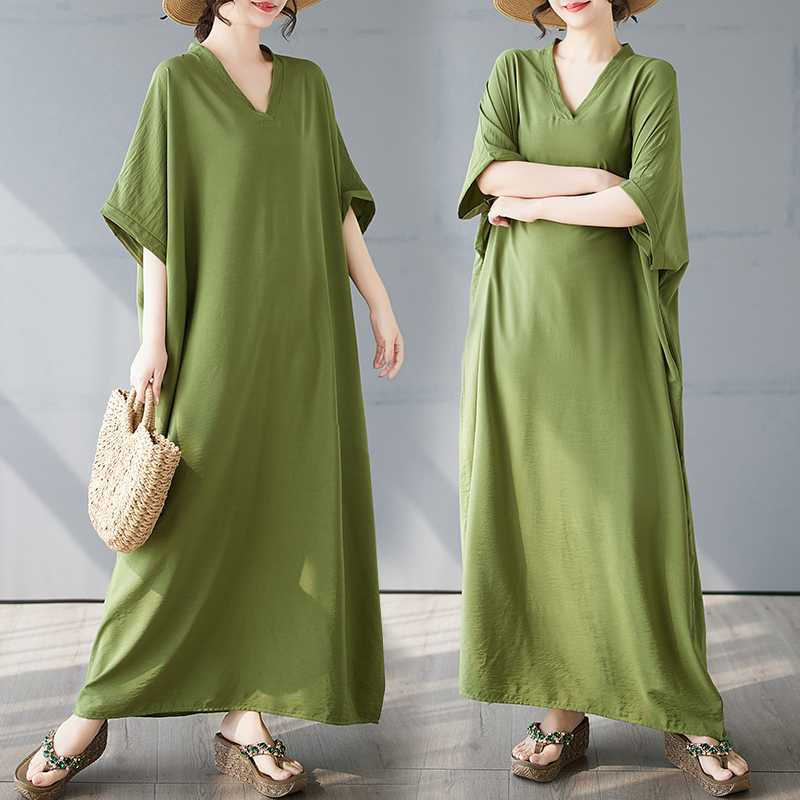 Summer Travel Retro Long Skirt Cotton Linen Dress