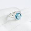 Zarter Runder Blauer Topas Ring, 925 Sterlingsilber, Dezember Geburtsstein