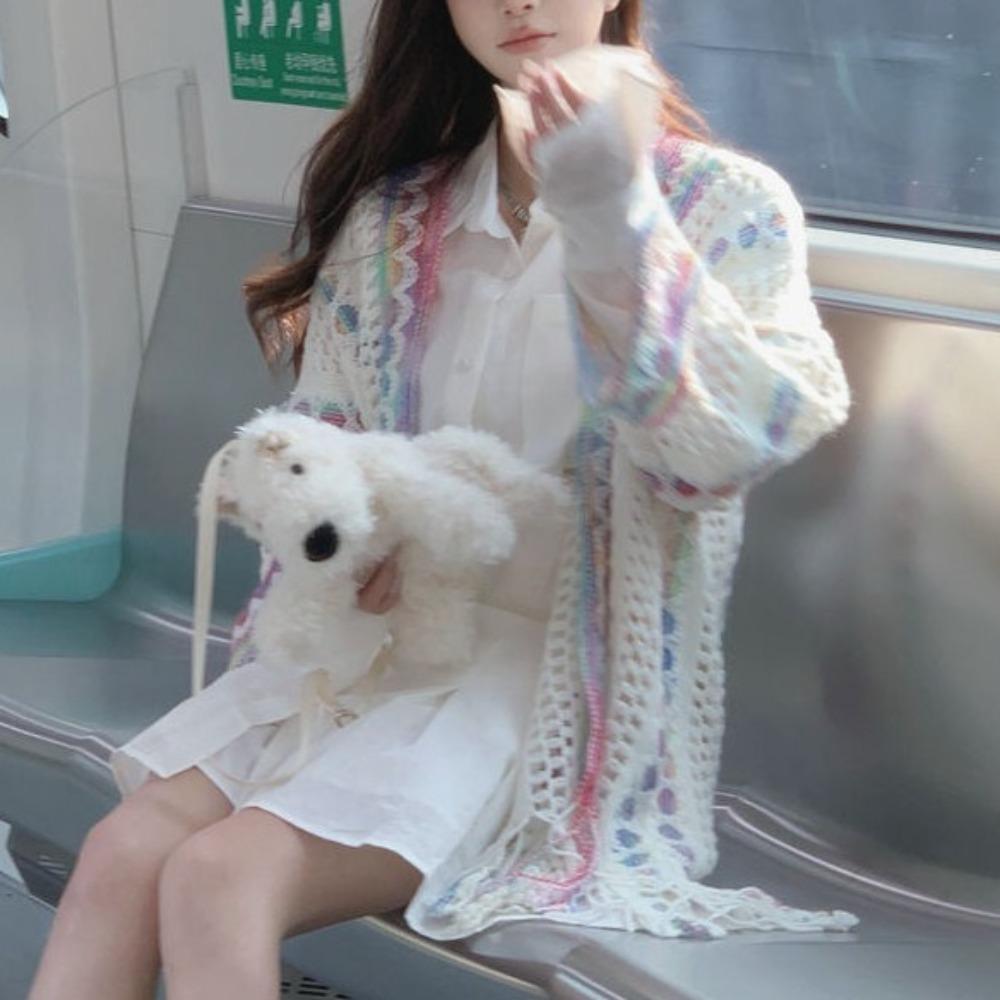 Tassel Ethnic Style Shawl Wave Stripe Sunscreen Scarves Knitted Shawl for Women  Ladies/Girls