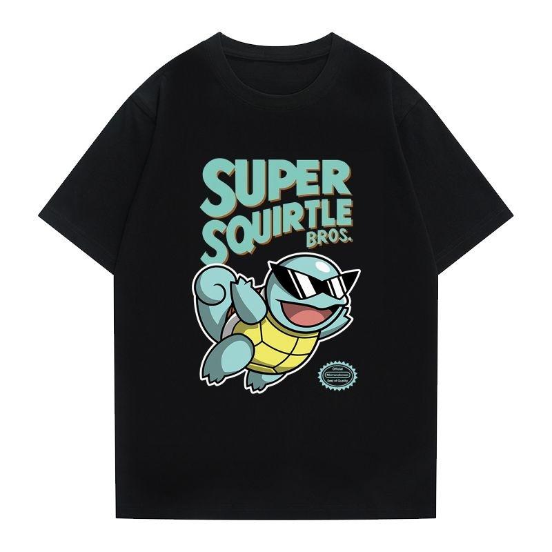 Sommer Anime Muster Reine Baumwolle Kurzarm T-Shirt Pok É Mon Jenny Schildkröte Trend Locker Passend Paar Student Druck Oberteil