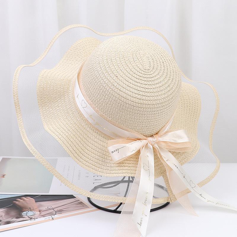 Summer French Big Brim Sun Hat Women's Fashion Ins Seaside Sun Protection Straw Hat Pastoral Pearl Face Small Sun Hat