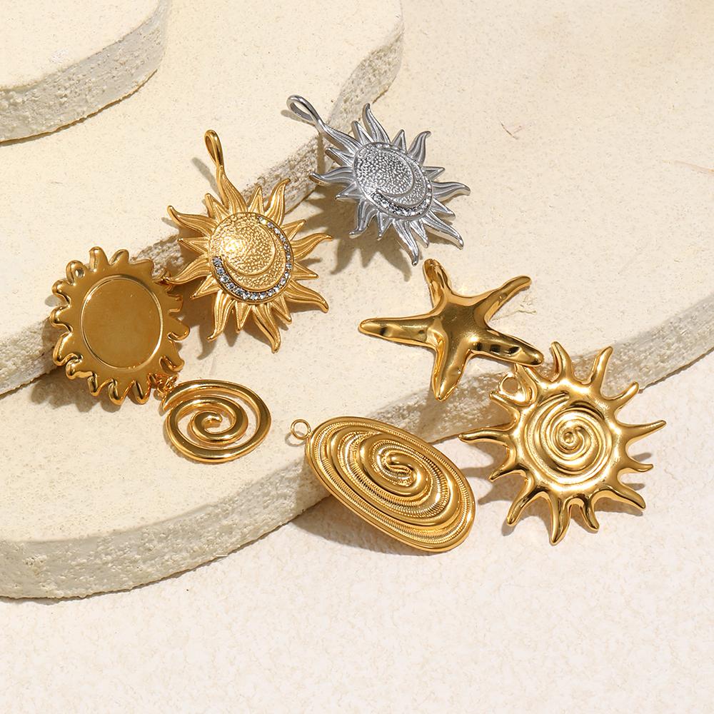 MamacitaSlay 316L Stainless Steel Threaded Sun Starfish Charms Earrings Necklace Bracelet DIY Pendant Waterproof Jewelry Gifts