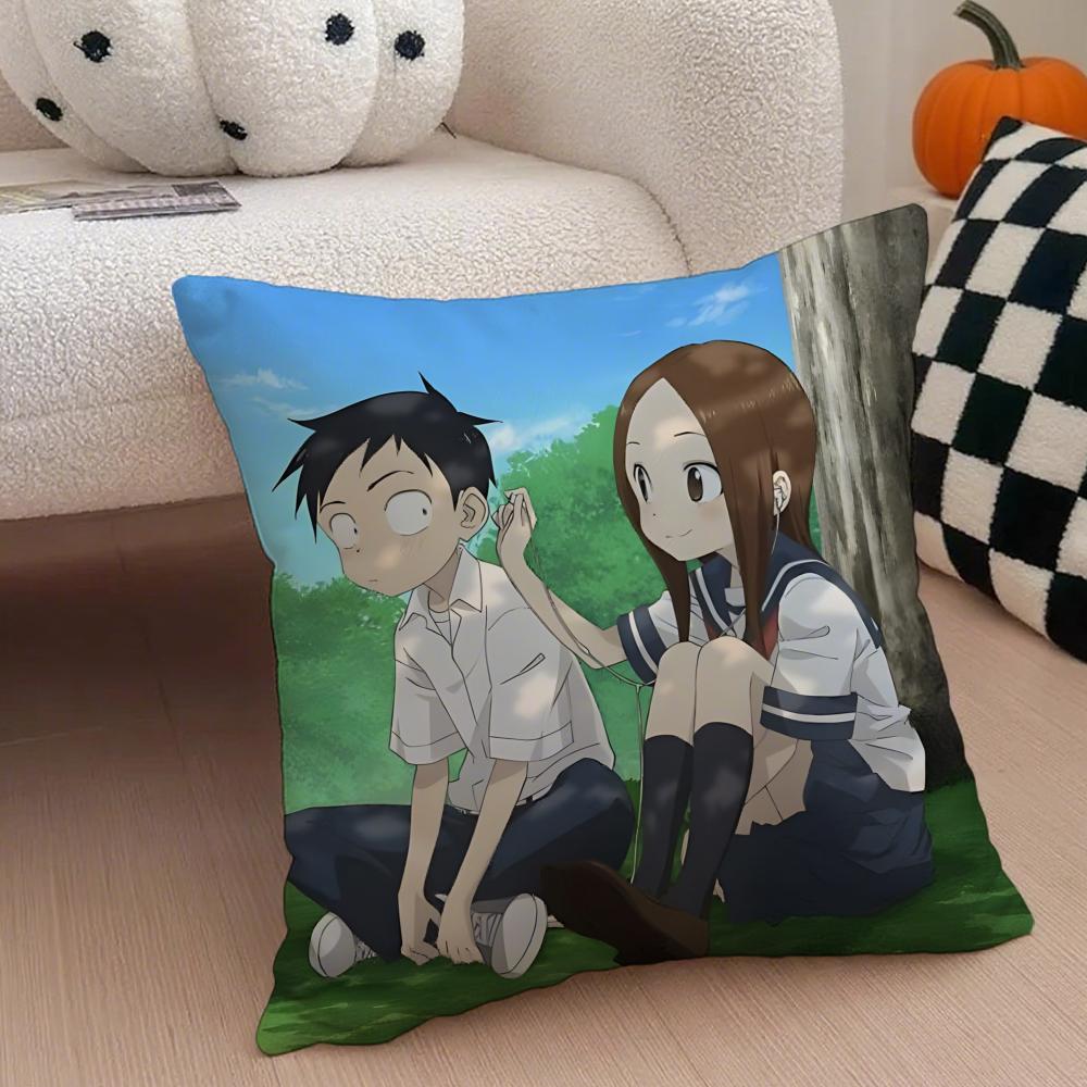 Anime Cartoon T-Teasing Master Takagi-San Cushion Cover Throw Pillow Cover Hidden Button Durable Polyester Chair Cushion