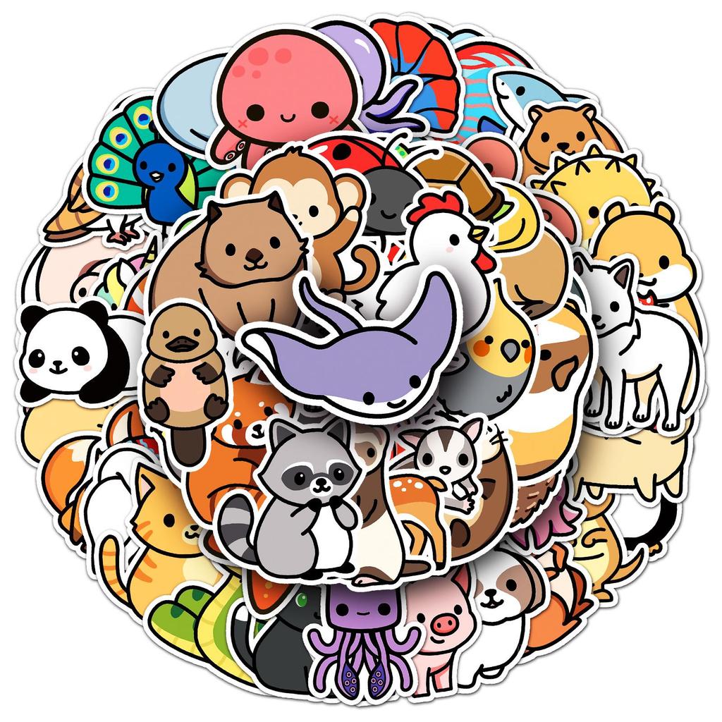 100 Cartoon Animal Waterproof Stickers - Cute Decorative Stationery for Journals and DIY Projects