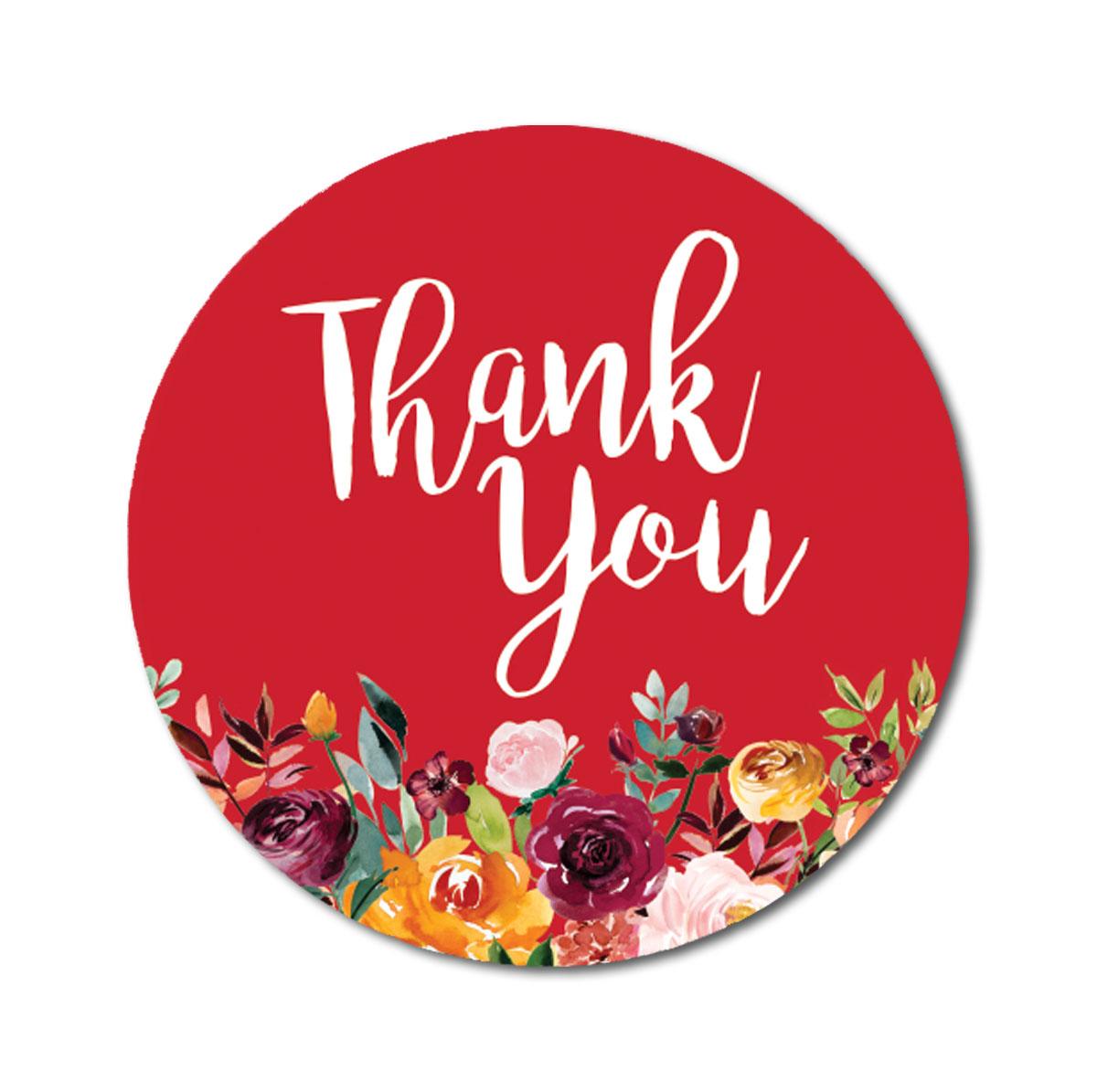 

Darling Souvenir Botanical Floral Border 1.6 Inches Fuchsia Pink Round Non Custom Thank You Stickers-45 1.6 Inches Diameter червоний