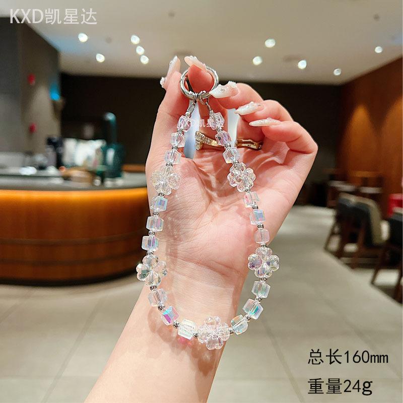 New Colorful Lucky Clover Phone Chain Bead Pendant Phone Keychain Hanging Decoration Earphone Accessories Chain Light Luxury Jewelry