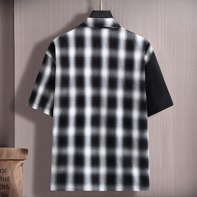 11XL Men's Short-sleeved Tide Brand Loose Plus Fat Plus Size Summer Men's Casual Half-sleeved Plaid Temperament Shirt Jacket
