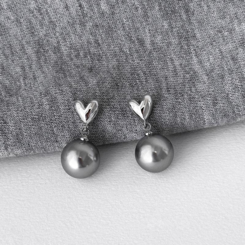 Love Pearl Earrings - Elegant Silver Pin - Versatile Ear Accessories