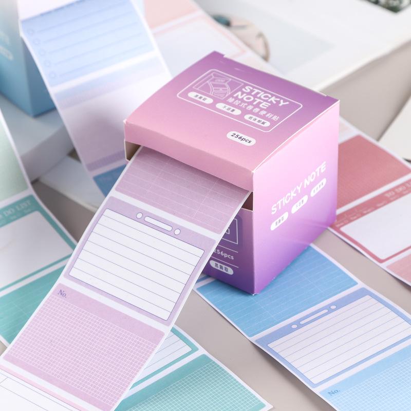 Gradient Pull-Out Sticky Note Box: High-Value, Colorful, Self-Adhesive Grid for Students and Office Use.