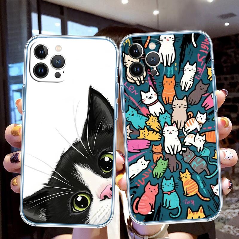 LO23 Cat Kitten Meow Transparent Phone Case for Motorola Moto G40 G04 G05 One Ace Action  Fusion + Plus Hyper Macro Vision Zoom