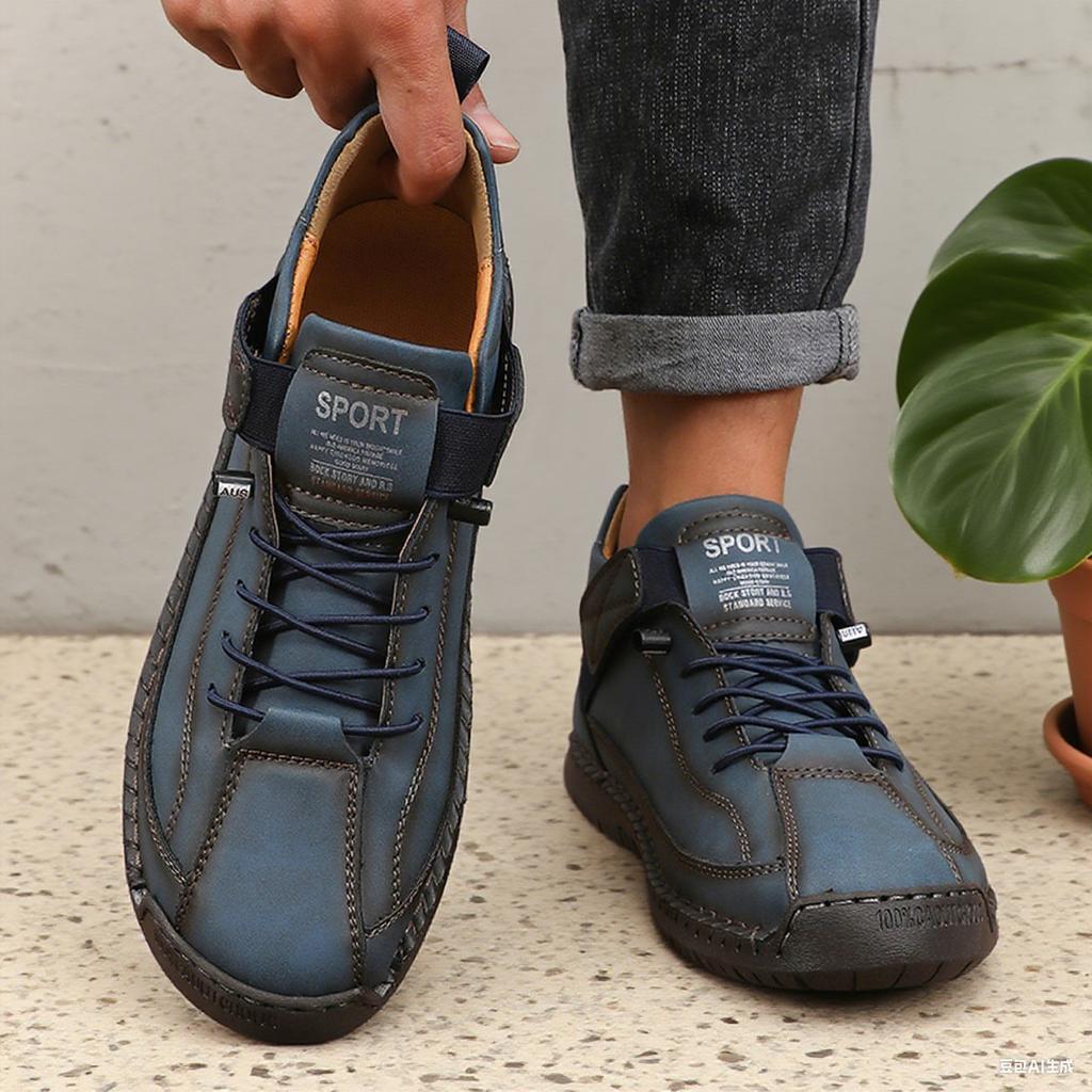 Retro Herren Freizeitschuhe Neue Mode Riemen Sneaker Bequem Handgefertigt Leder Outdoor Wanderschuhe De Hombre