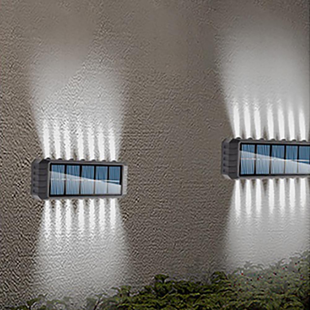 14 LED Solar-Außenleuchten Wasserdicht Auf- und Abbeleuchtung Wandleuchten für Hof Terrasse Garten Garage Gehweg Veranda