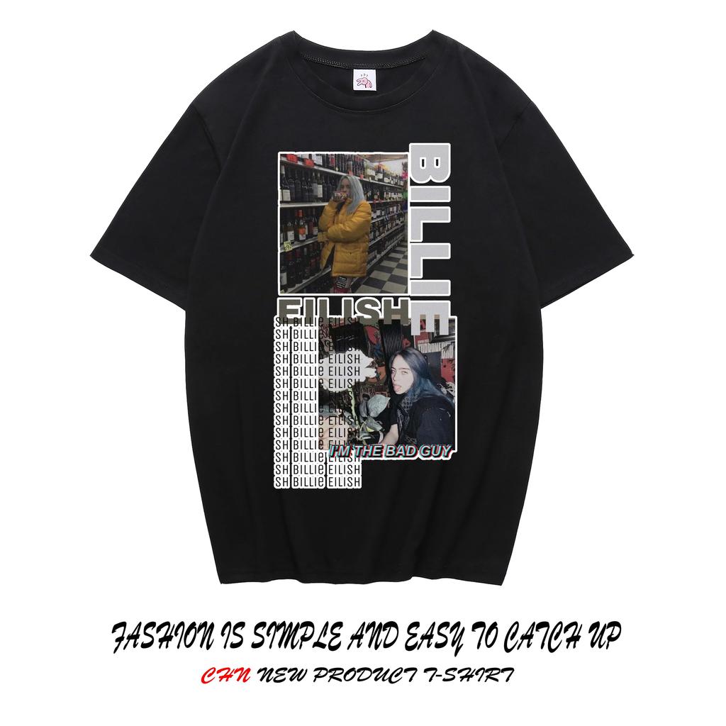 Billie Eilish Çevre Birimleri Grafik Baskılı Kısa Kollu Gömlek Erkek Kadın Bol Günlük Üstler Oversize Pamuklu Sokak Giyimi Y2K Tarzı Tişört