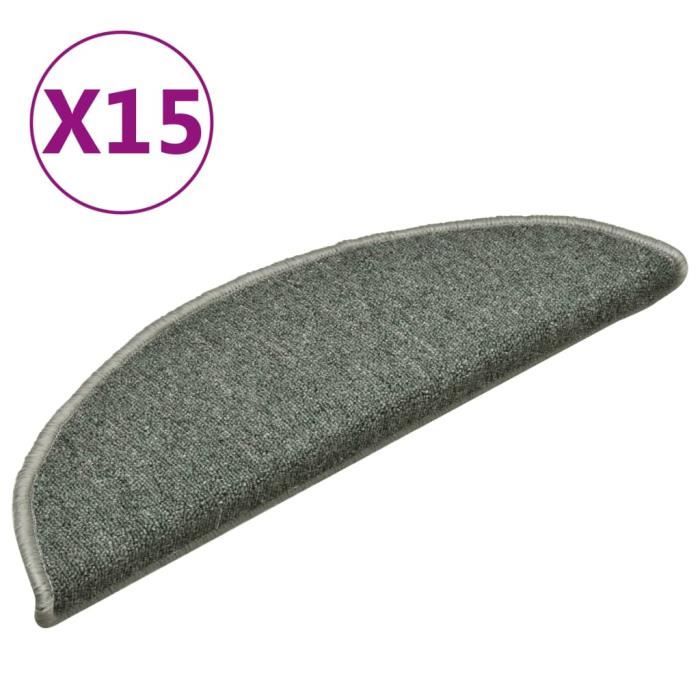 VidaXL Tapis de marches d'escalier 15 pcs Vert foncé 56x17x3 cm