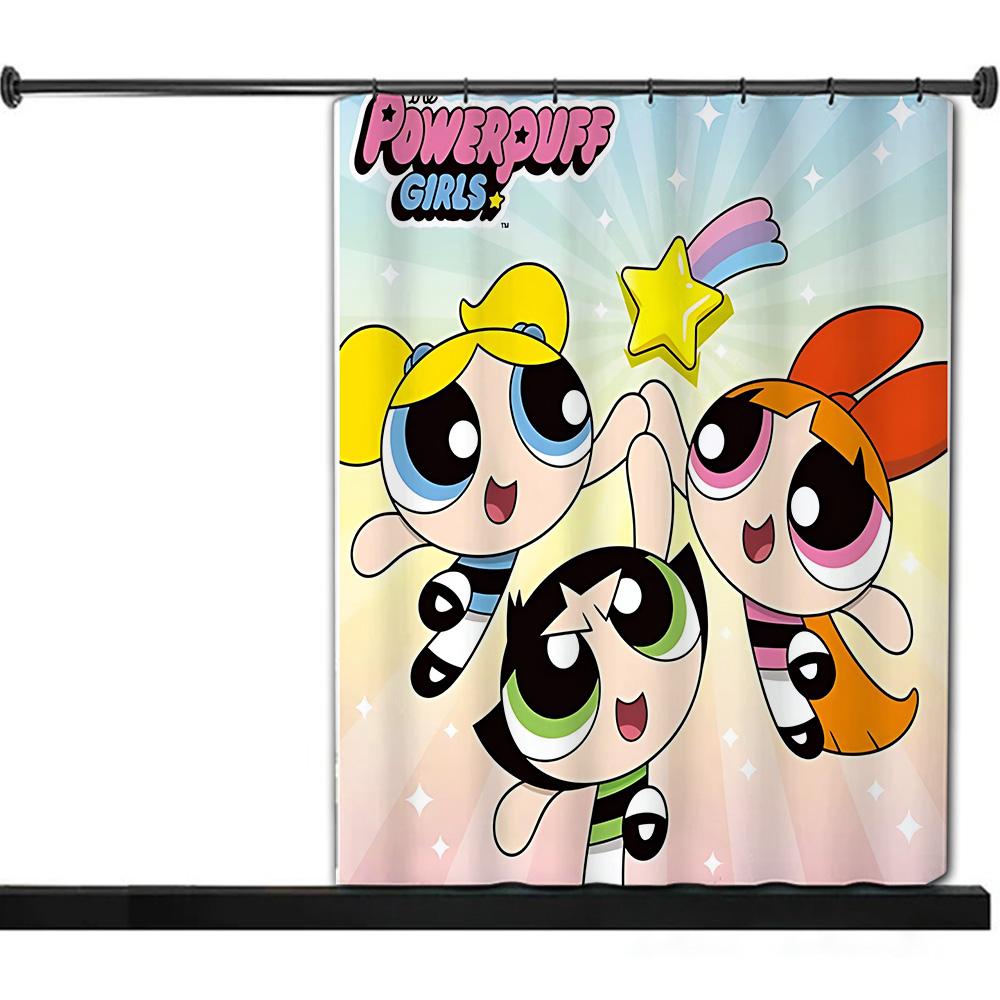 Shower Powerpuffs Girlss Curtain Waterproof Polyester Fabric Paint Colorful Bath Curtains Home Bathroom Decor Curtain With Hook