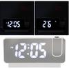 Projection Digital Alarm Clock for Bedrooms USB Rechargeable White Light Snooze Function Adjustable Brightness LED Mirror Digital Alarm Clock (White