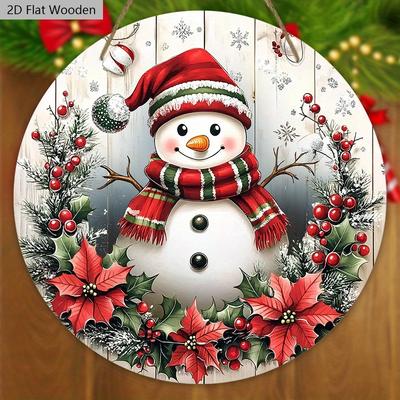 Świąteczny drewniany znak z uroczym wzorem bałwana - Znak Navidad na drzwi wejściowe, dekoracja do zawieszenia na ścianie - Idealna dekoracja świąteczna