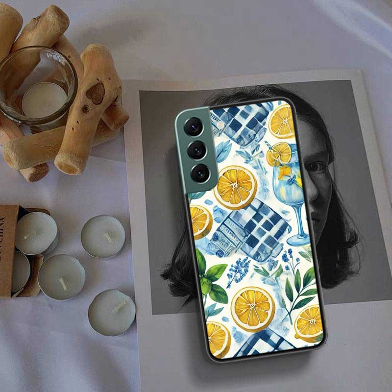 Mediterranes Zitronen Handyhülle Für Samsung Galaxy S22 S25 Ultra S21 S10 Plus S26 Edge S20 S23 S24 FE Cover Silikon Weich TPU