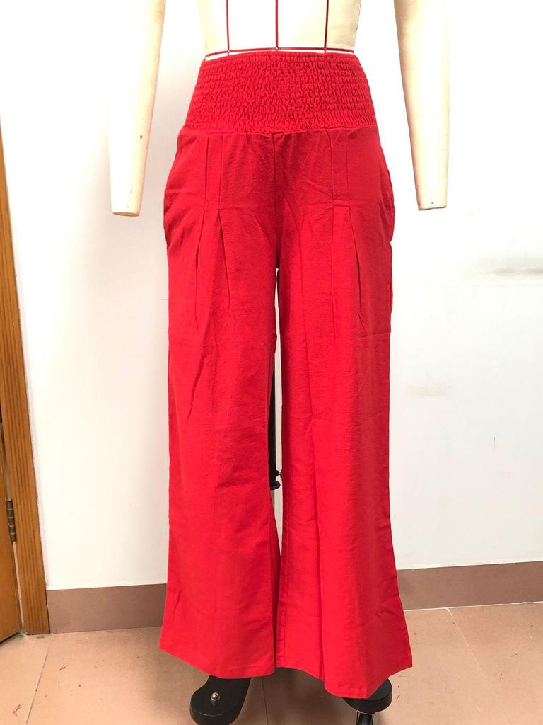 Cross2026 Women's Comfortable Cotton Linen Mid-Waist Long Pants - Casual Spring European American Style