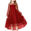 Spring Lace Long-sleeved Girls Dress Western Style Mesh Princess Dress Children's Christmas Costume Dress