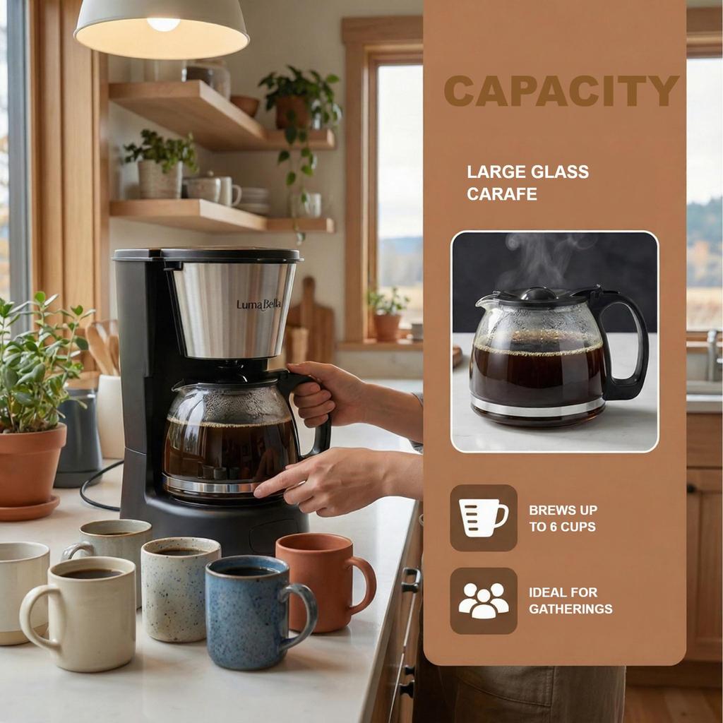 Halbautomatische Europäische Filterkaffeemaschine für 6 Tassen, 750 ml Teekanne