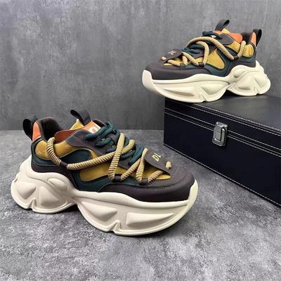 Fashion New Luxury Men's Sneakers Thick Soled Height Increasing Color Blocked Casual Shoes for Youth Campus Style Running Sports Shoes