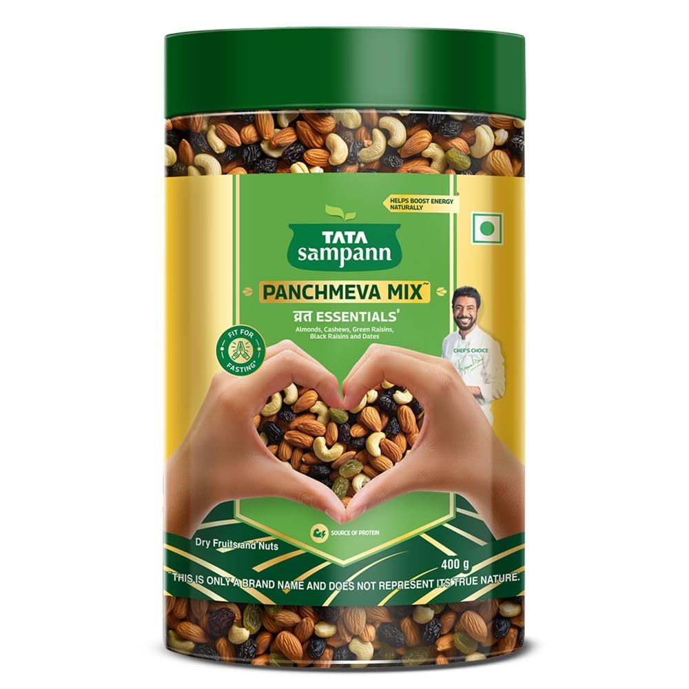 

Tata Sampann Panchmeva Mix Vrat Essentials 400g – Premium Almond Cashew Raisins Dates Protein Snack